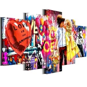 Banksy 5 Pc. Canvas Graffiti Wall Art Prints NWT